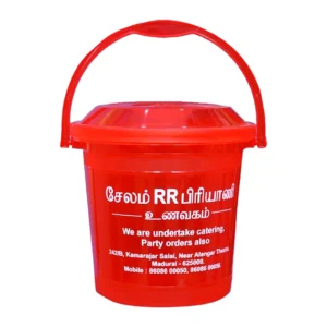 Plastic 3 litre Red biriyani bucket for restaurants