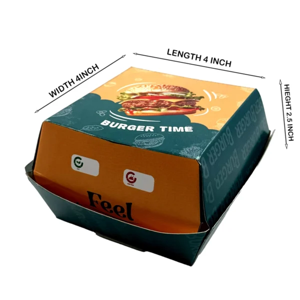 Small Clamshell Burger Box packaging 4x4x2.5 Inch